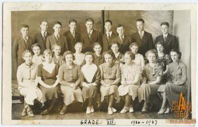 Photographic postcard, Grade XII / 12, 1936 / 1937, Shaunavon High School