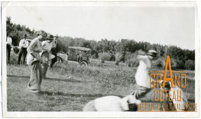Photograph, sack race at the picnic at Wilson's ranch, mid 1920's