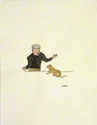Untitled (man with fist and cat)