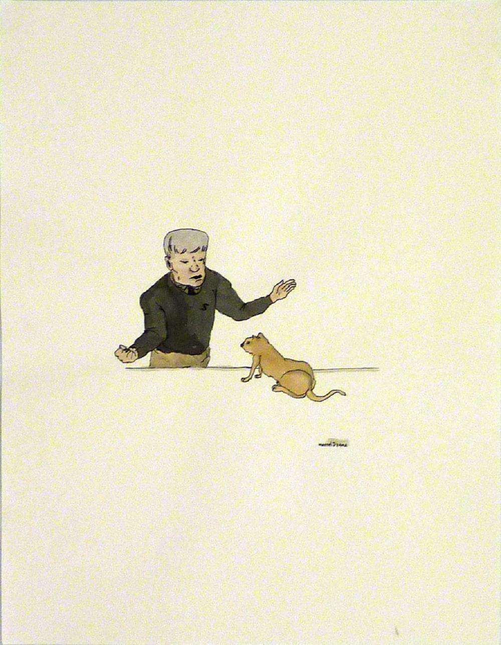 Untitled (man with fist and cat)