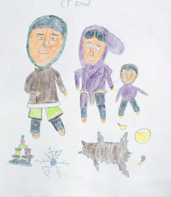 Three People with Hide