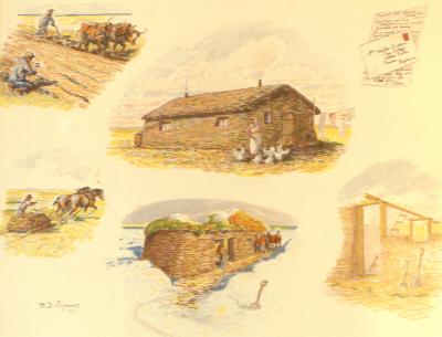 Legend, illustrations of sod buildings (plate #3)