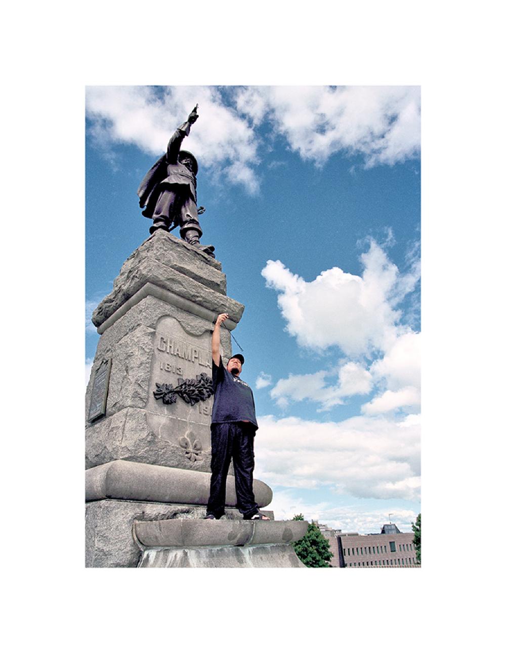 Bear with GPS unit, 2005, Samuel de Champlain monument, Ottawa, Ontario 