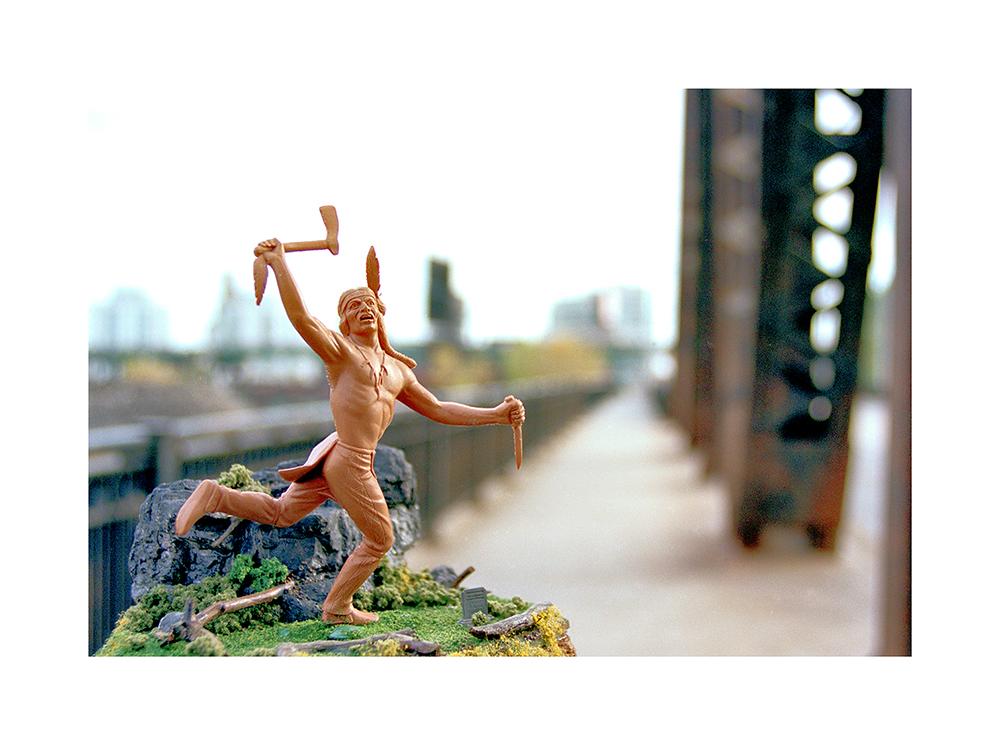 Buffalo Dancer, Looking for Fort York, 2003, Bathurst Street Bridge, Toronto, Ontario