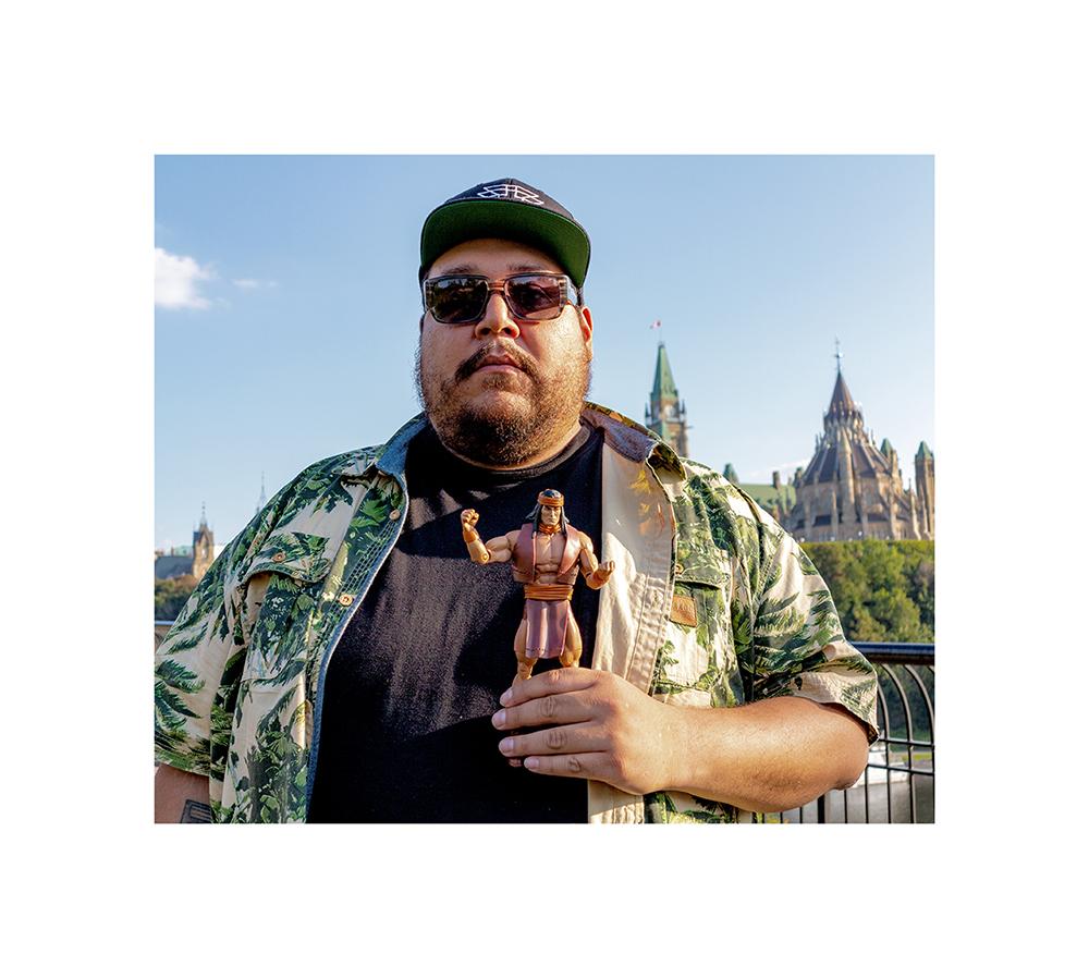 Bear with Apachi Chief figurine, Like Father like Son, 2013, Major's Hill Park, Ottawa, Ontario