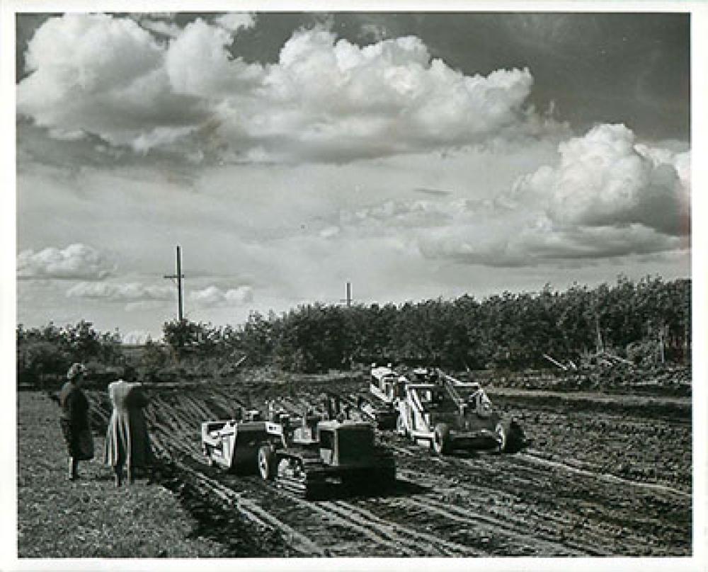 SK: Moose Jaw area, near Johnson Lake - In 1930s and 1940s it was popular for famers to dig dugouts to collect water for their livestock