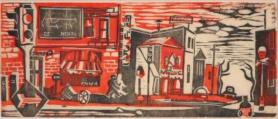 Street Scene, Red and Black