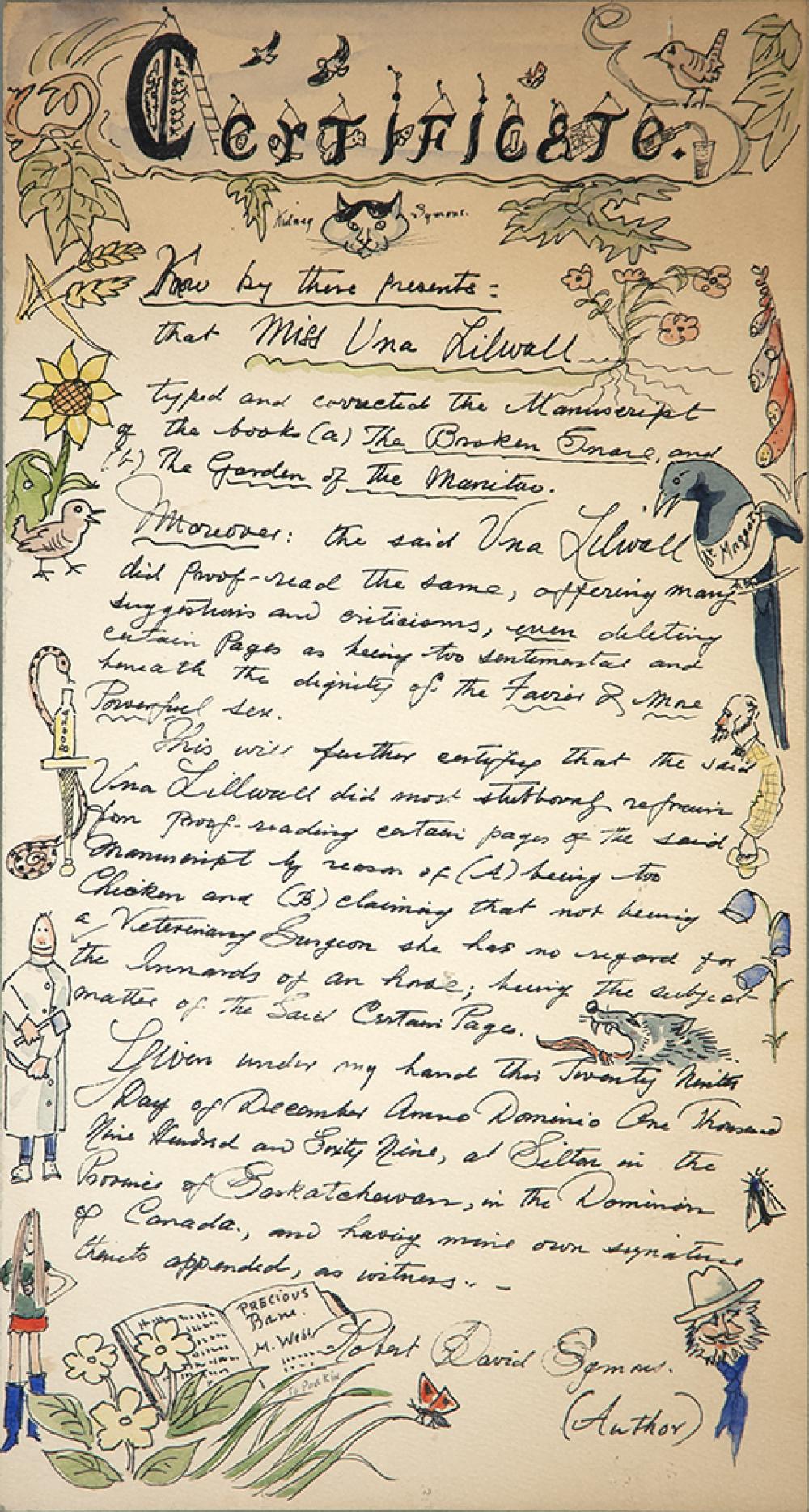 Untitled (Certificate of Merit for Una Lilwall)