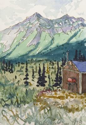 Chris, the prospector's shack, Mac. Pass Yukon