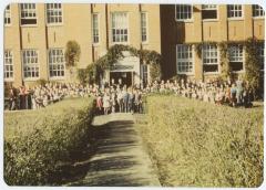 Photo, Baker slide print, students in front of Shaunavon High School