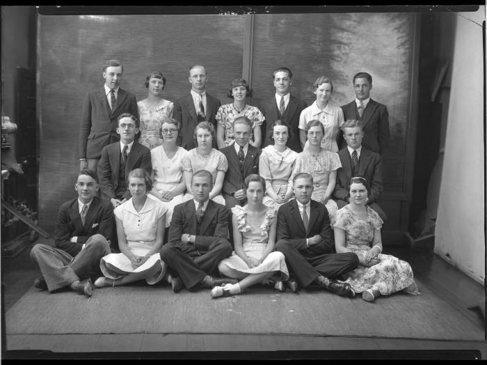 Photographic negative,  grade XII / 12, 1933 - 1934, High School graduating class 