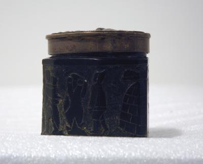 Octagonal Box, Various Scenes, Sun Motif on Lid