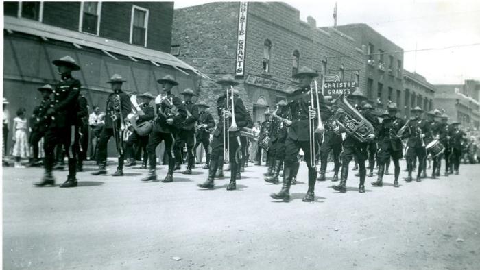 Frontier Days Parade, Royal Canadian Mounted Police Band (c.1955)