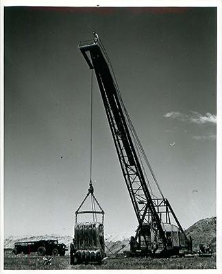 SK: Bienfait -- Giant dragline at open-face coal mine.