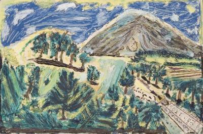 Untitled (Mountainous Landscape with Train)