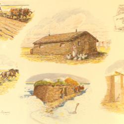 Legend, illustrations of sod buildings (plate #3)