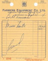 Farmers Equipment Company Limited Receipt (1961-09-25)