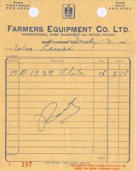 Farmers Equipment Company Limited Receipt (1961-07-13)