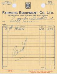 Farmers Equipment Company Limited Receipt (1961-03-17)