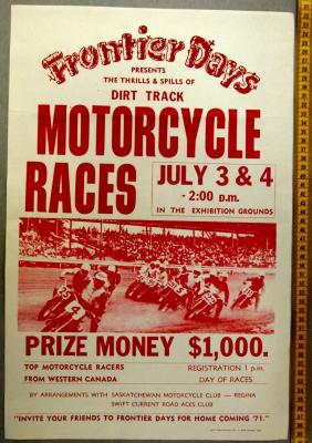 Frontier Days Thrills & Spills Of Dirt Track Motorcycle Races Poster (1971-07)