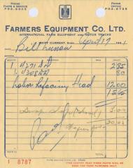 Farmers Equipment Company Limited Receipt (1961-04-17)