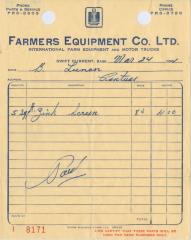 Farmers Equipment Company Limited Receipt (1961-03-24)