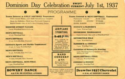 Dominion Day Celebration Program (1937)
