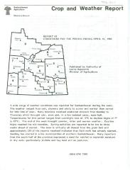 Crop and Weather Report, Saskatchewan Agriculture (1984-04-16)