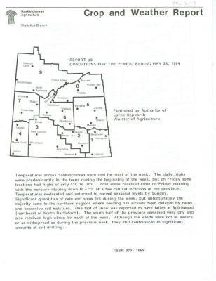 Crop and Weather Report, Saskatchewan Agriculture (1984-05-28)