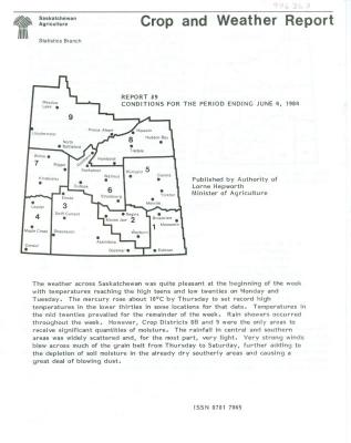 Crop and Weather Report, Saskatchewan Agriculture (1984-06-04)