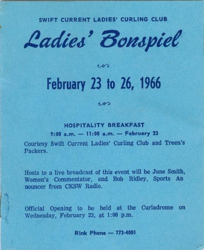 Swift Current Ladies' Curling Club Bonspiel Program (1966)