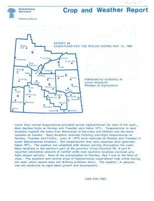 Crop and Weather Report, Saskatchewan Agriculture (1984-05-14)