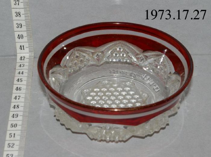 Red Trim Glass Bowl