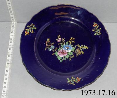 Blue Plate With Flowers