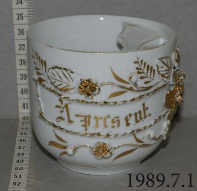 White And Gold Mustache Cup