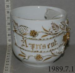 White And Gold Mustache Cup