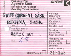 Canadian Pacific Railway Ticket Faresaver Plan Agent's Stub