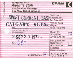 Canadian Pacific Railway Ticket Faresaver Plan Agent's Stub