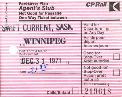 Canadian Pacific Railway Ticket Faresaver Plan Agent's Stub