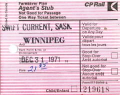 Canadian Pacific Railway Ticket Faresaver Plan Agent's Stub