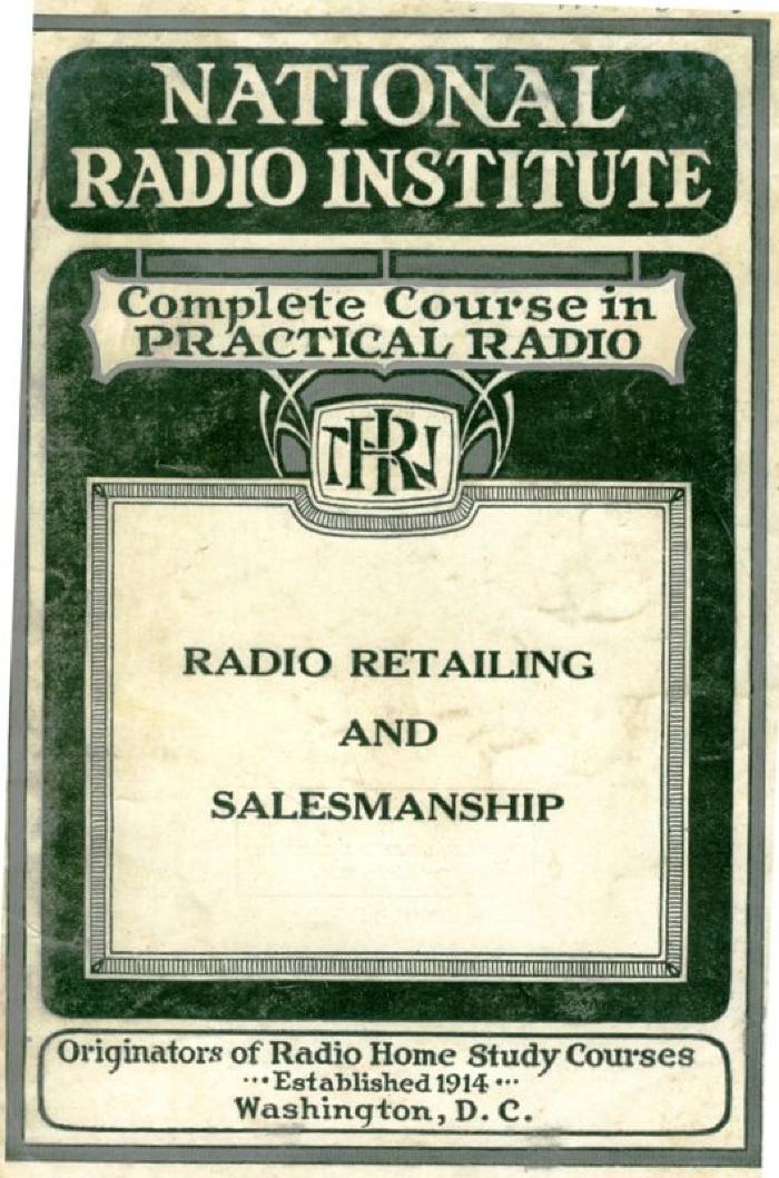 National Radio Institute Book - Radio Retailing And Salesmanship