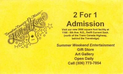 Canadian Country Music Hall Of Fame Ticket