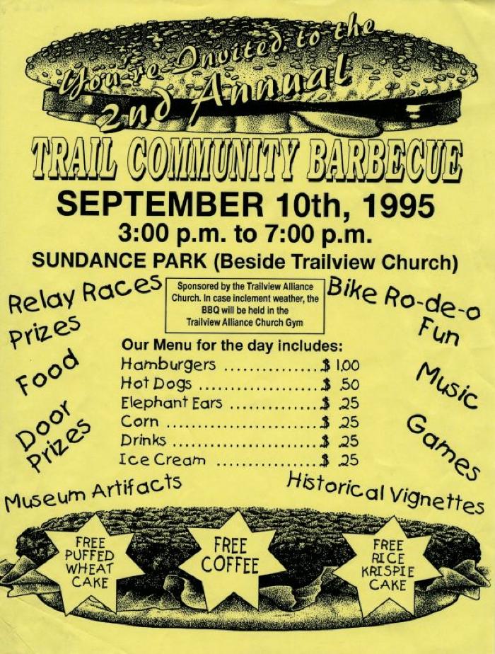 Trail Community 2nd Annual Barbeque Flyer (1995-09-10)