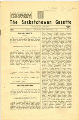 Saskatchewan Gazette, No. 51 (1948-12-18)