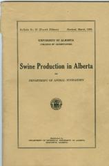 Swine Production In Alberta Book (1939)