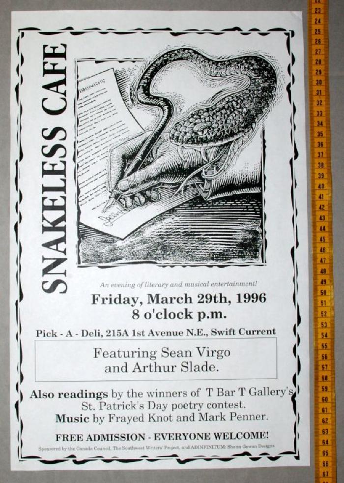 Snakeless Cafe Literary Cafe Poster (1996-03-29)