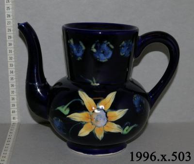 Navy Teapot With Flower