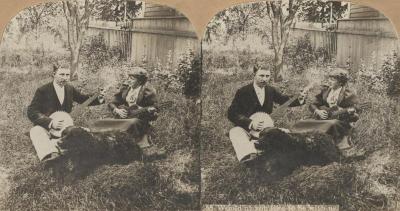 Stereo Card Man And Woman;Stereo Card Man And Woman;Stereoscopic Photograph Card