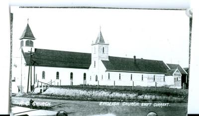 Photograph: Roman Catholic & Stephen's Anglican Churches, 1921;Sacred Heart Catholic Church & Saint Stephen's Anglican Church (1921);Sacred Heart Catholic Church & Saint Stephen's Anglican Church (1921)