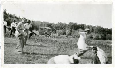 Photograph, sack race at the picnic at Wilson's ranch, mid 1920's